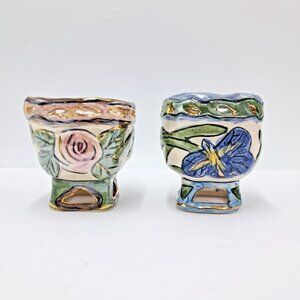 Heather Goldminc Votive/Tea Lite Holders -Set of 2  -Blue Sky - 2.75 " Tall -VTG